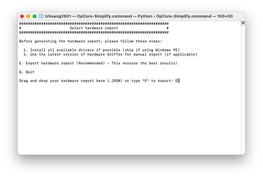 OpenCore Simplify生成硬件报告
